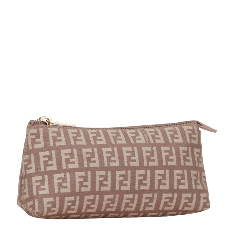 Fendi Fendi Fendi Zucchino Canvas Leather Pouch 7N0037 Canvas Vanity Bag 7N0037 in Very Good Condition Size ONE SIZE - 2 Thumbnail