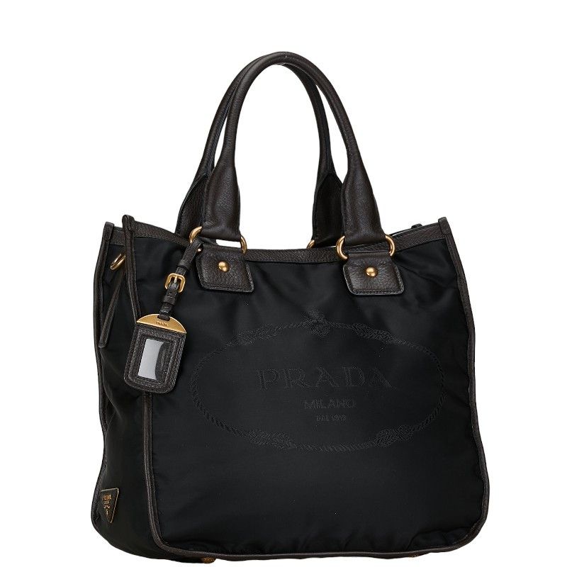 Prada Prada Prada Nylon Leather Triangle Logo Plate Handbag Canvas Handbag in Very Good Condition Size ONE SIZE - 3 Thumbnail