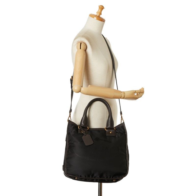 Prada Prada Prada Nylon Leather Triangle Logo Plate Handbag Canvas Handbag in Very Good Condition Size ONE SIZE - 12 Thumbnail
