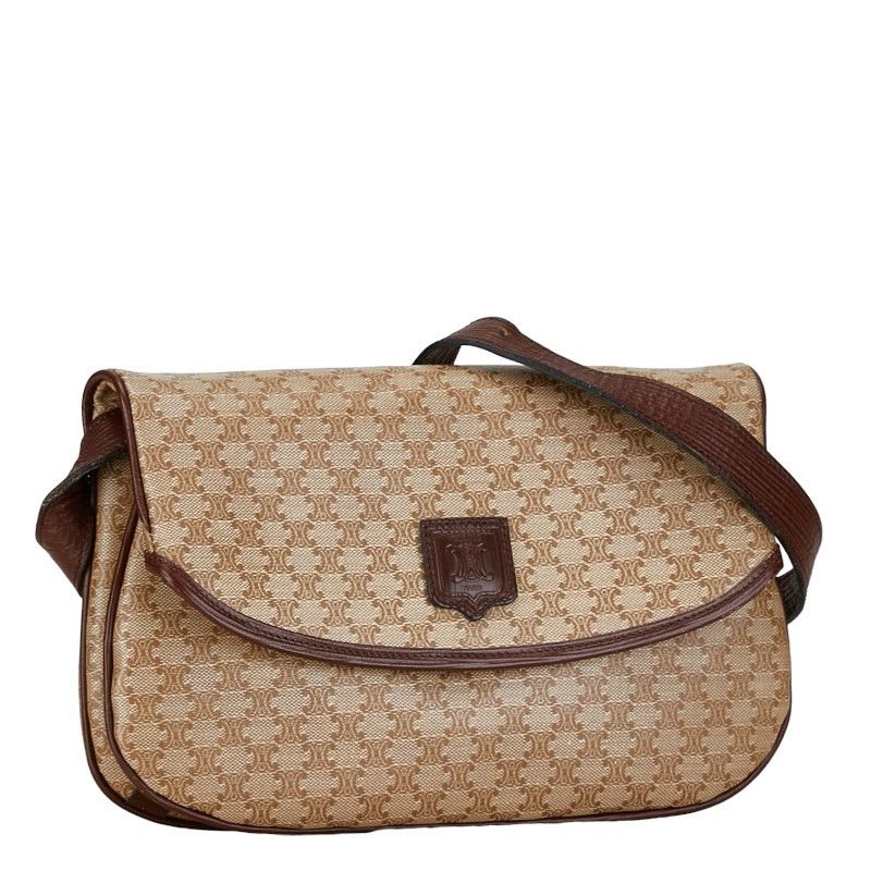 Celine Celine Celine Macadam PVC Leather Crossbody Shoulder Bag Beige Brown Canvas Crossbody Bag in Good Condition Size ONE SIZE - 2 Thumbnail