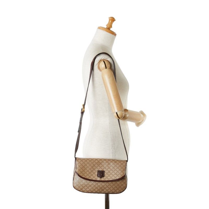 Celine Celine Celine Macadam PVC Leather Crossbody Shoulder Bag Beige Brown Canvas Crossbody Bag in Good Condition Size ONE SIZE - 13 Thumbnail