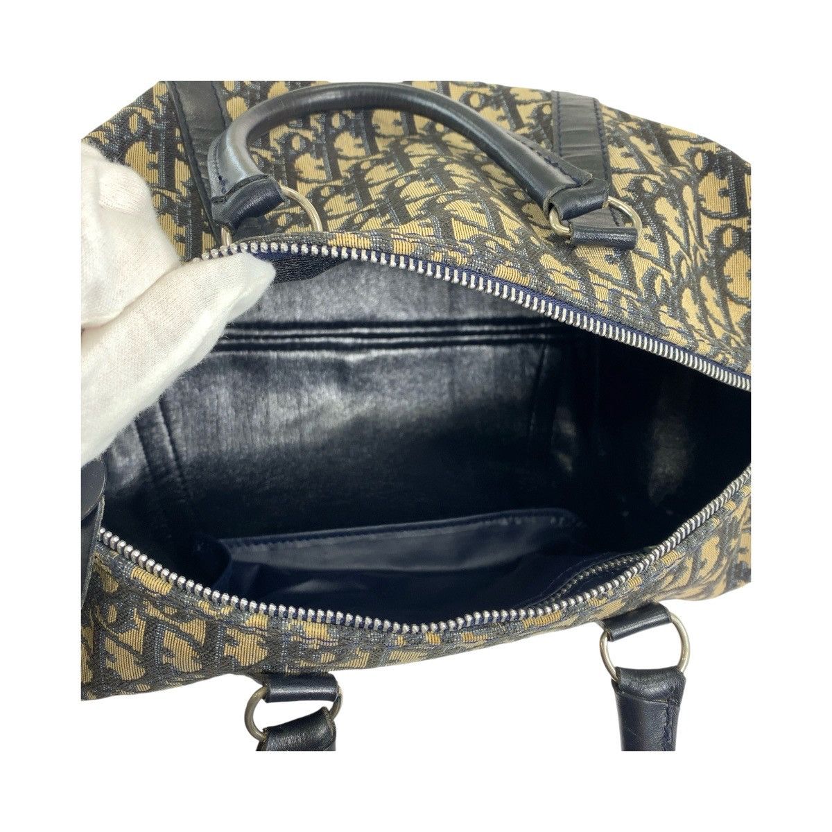Dior Dior Dior Vintage Trotter Canvas/Leather Handbag Canvas Handbag in Very Good Condition Size ONE SIZE - 9 Thumbnail
