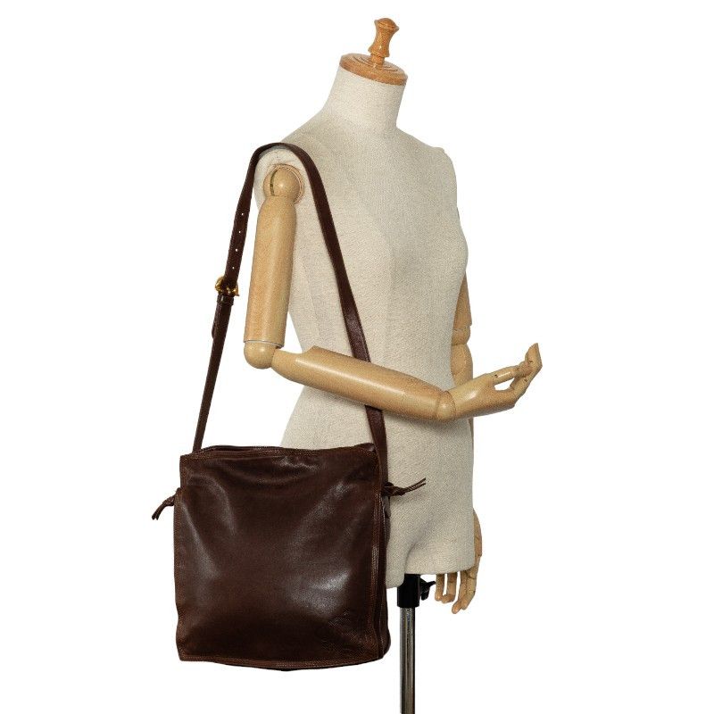 Loewe Loewe Loewe Anagram Leather Shoulder Bag Brown Leather Crossbody Bag Size ONE SIZE - 10 Thumbnail