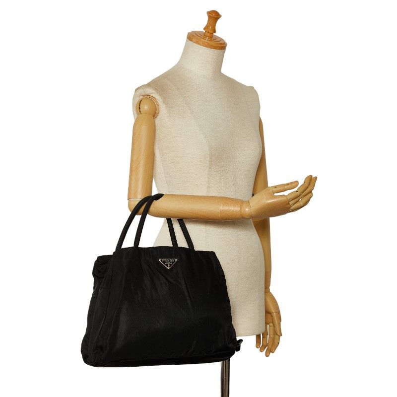 Prada Prada Nylon Triangle Logo Plate Handbag Black Canvas Handbag in Very Good Condition