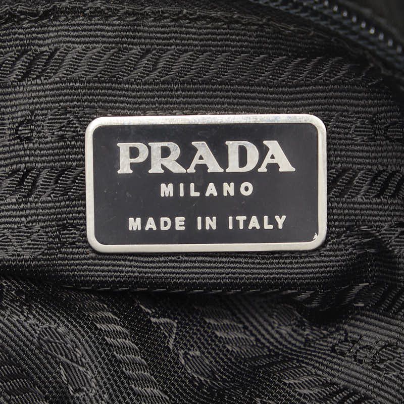 Prada Prada Nylon Triangle Logo Plate Handbag Black Canvas Handbag in Very Good Condition
