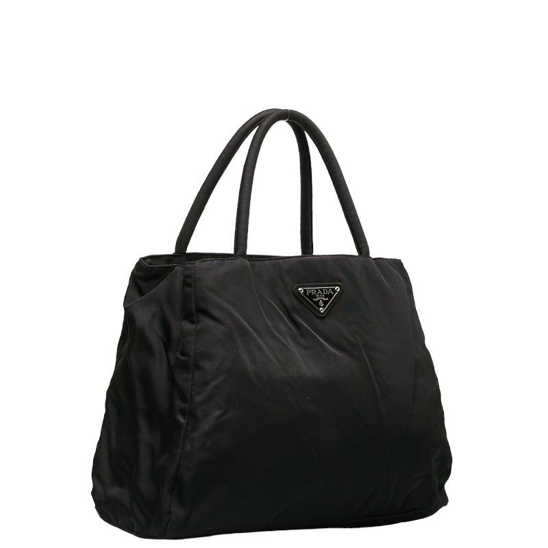 Prada Prada Nylon Triangle Logo Plate Handbag Black Canvas Handbag in Very Good Condition