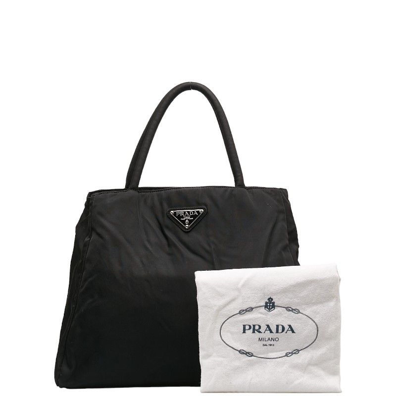 Prada Prada Nylon Triangle Logo Plate Handbag Black Canvas Handbag in Very Good Condition