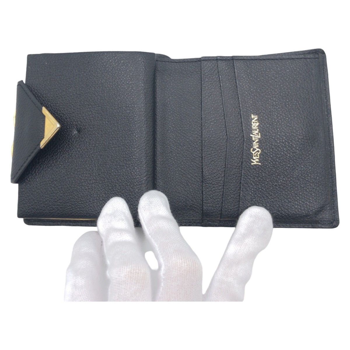 Yves Saint Laurent Yves Saint Laurent Yves Saint Laurent Leather Compact Wallet Leather Short Wallet in Very Good Condition Size ONE SIZE - 9 Thumbnail