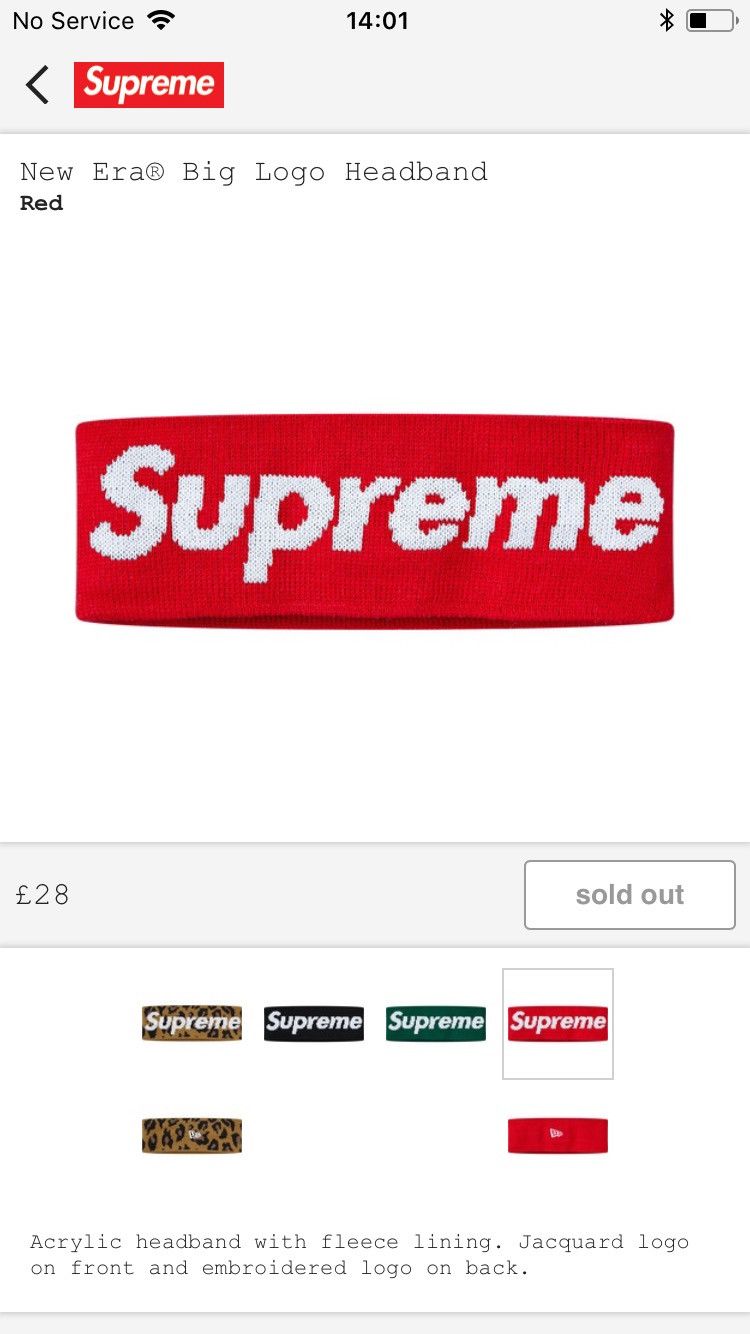 New Era Supreme Supreme x New Era Headband Red Grailed