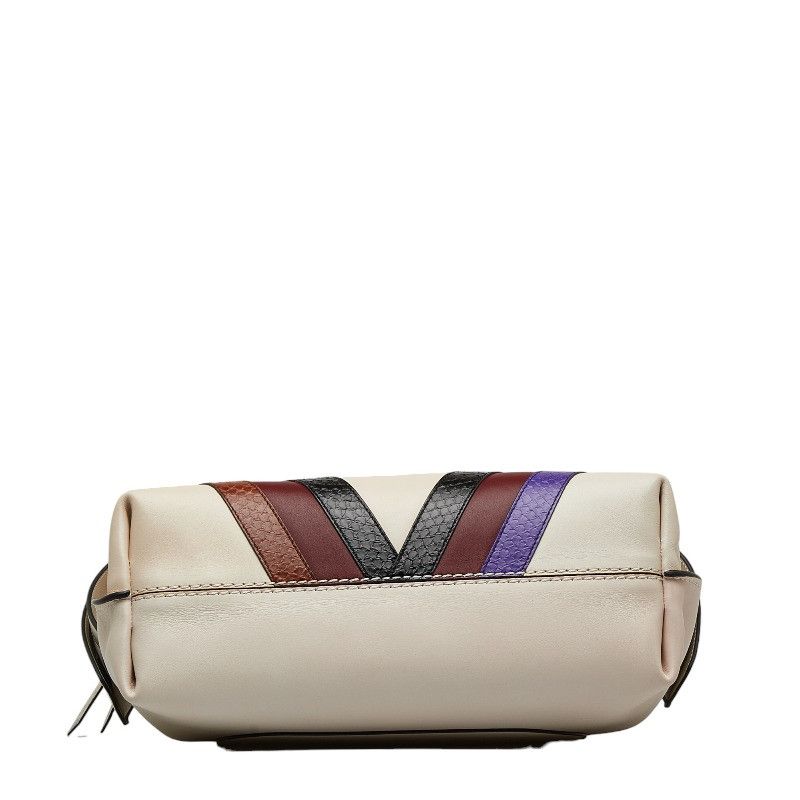 Tod's Tod's Leather Python 2WAY Handbag White Multicolor Leather Handbag in Good Condition