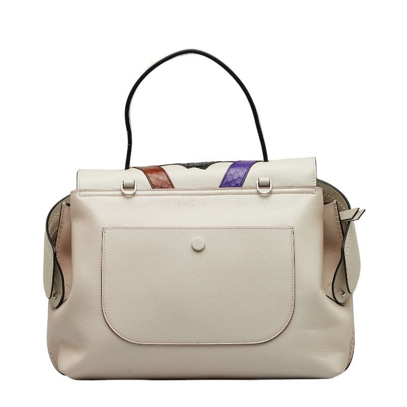 Tod's Tod's Leather Python 2WAY Handbag White Multicolor Leather Handbag in Good Condition