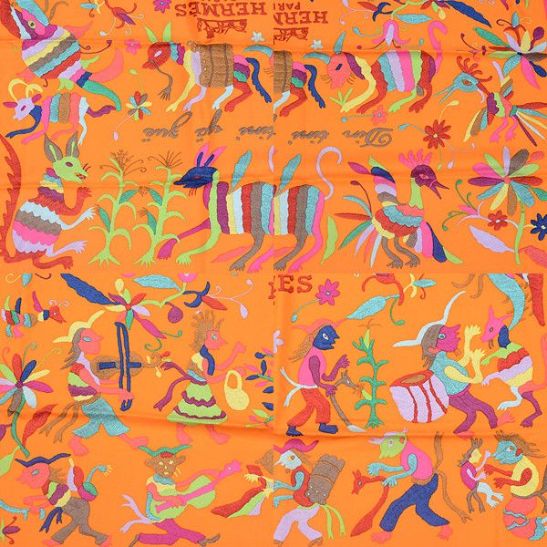 Hermes Hermes Hermes Silk Scarf Carre 90 Orange Canvas Scarf 75111