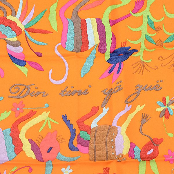 Hermes Hermes Hermes Silk Scarf Carre 90 Orange Canvas Scarf 75111 in Great Condition Size ONE SIZE - 3 Thumbnail