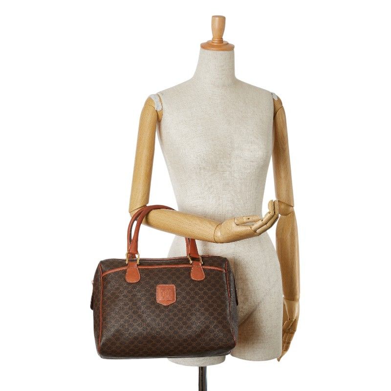 Celine Celine Celine Macadam Mini Boston Bag Brown PVC Leather Canvas Handbag in Very Good Condition Size ONE SIZE - 10 Thumbnail