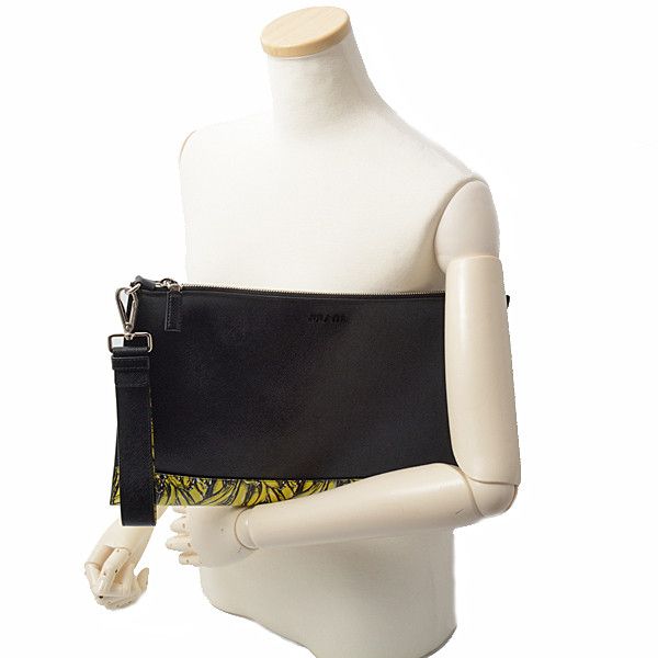 Prada Prada Prada Saffiano Banana Print Clutch Bag Leather Clutch Bag 72517 in Great Condition Size ONE SIZE - 3 Thumbnail