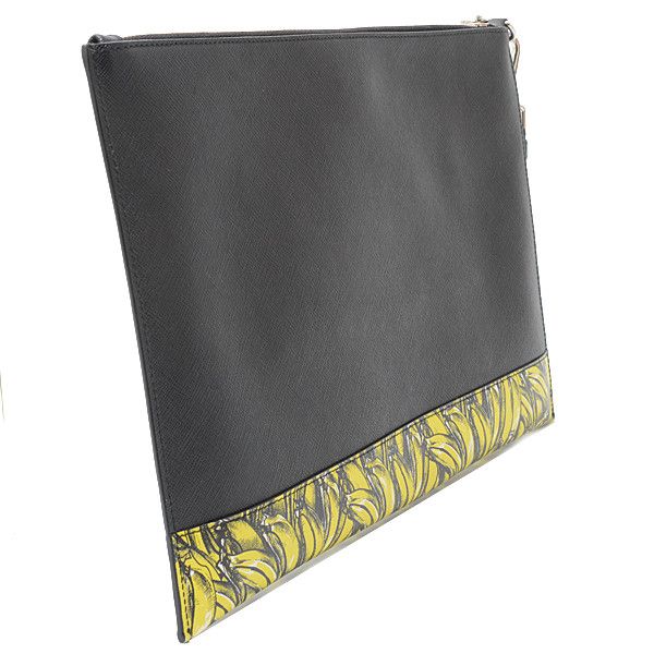Prada Prada Prada Saffiano Banana Print Clutch Bag Leather Clutch Bag 72517 in Great Condition Size ONE SIZE - 2 Thumbnail