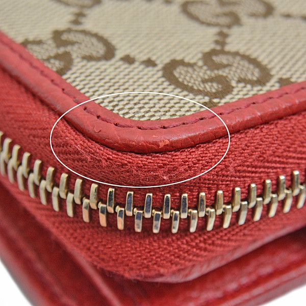 Gucci Gucci Gucci Compact Wallet GG Canvas Brown Red Canvas Short Wallet 346056 in Great Condition Size ONE SIZE - 7 Thumbnail
