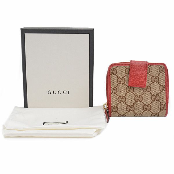 Gucci Gucci Gucci Compact Wallet GG Canvas Brown Red Canvas Short Wallet 346056 in Great Condition Size ONE SIZE - 10 Thumbnail