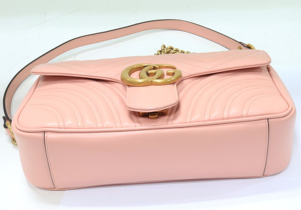 Gucci Gucci Gucci GG Marmont Quilted Shoulder Bag Pink Leather Shoulder Bag 443497 in Pristine Condition Size ONE SIZE - 4 Thumbnail