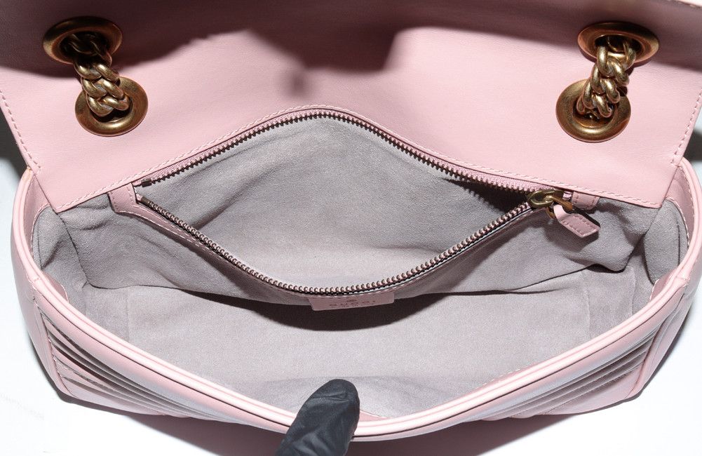 Gucci Gucci Gucci GG Marmont Quilted Shoulder Bag Pink Leather Shoulder Bag 443497 in Pristine Condition Size ONE SIZE - 5 Thumbnail
