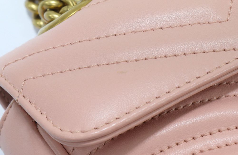 Gucci Gucci Gucci GG Marmont Quilted Shoulder Bag Pink Leather Shoulder Bag 443497 in Pristine Condition Size ONE SIZE - 6 Thumbnail