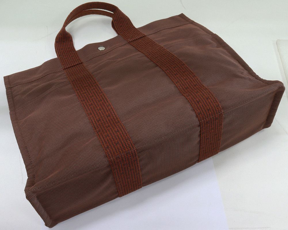 Hermes Hermes Hermes Canvas Tote Bag MM Brown Canvas Tote Bag 2403182 in Great Condition Size ONE SIZE - 3 Thumbnail