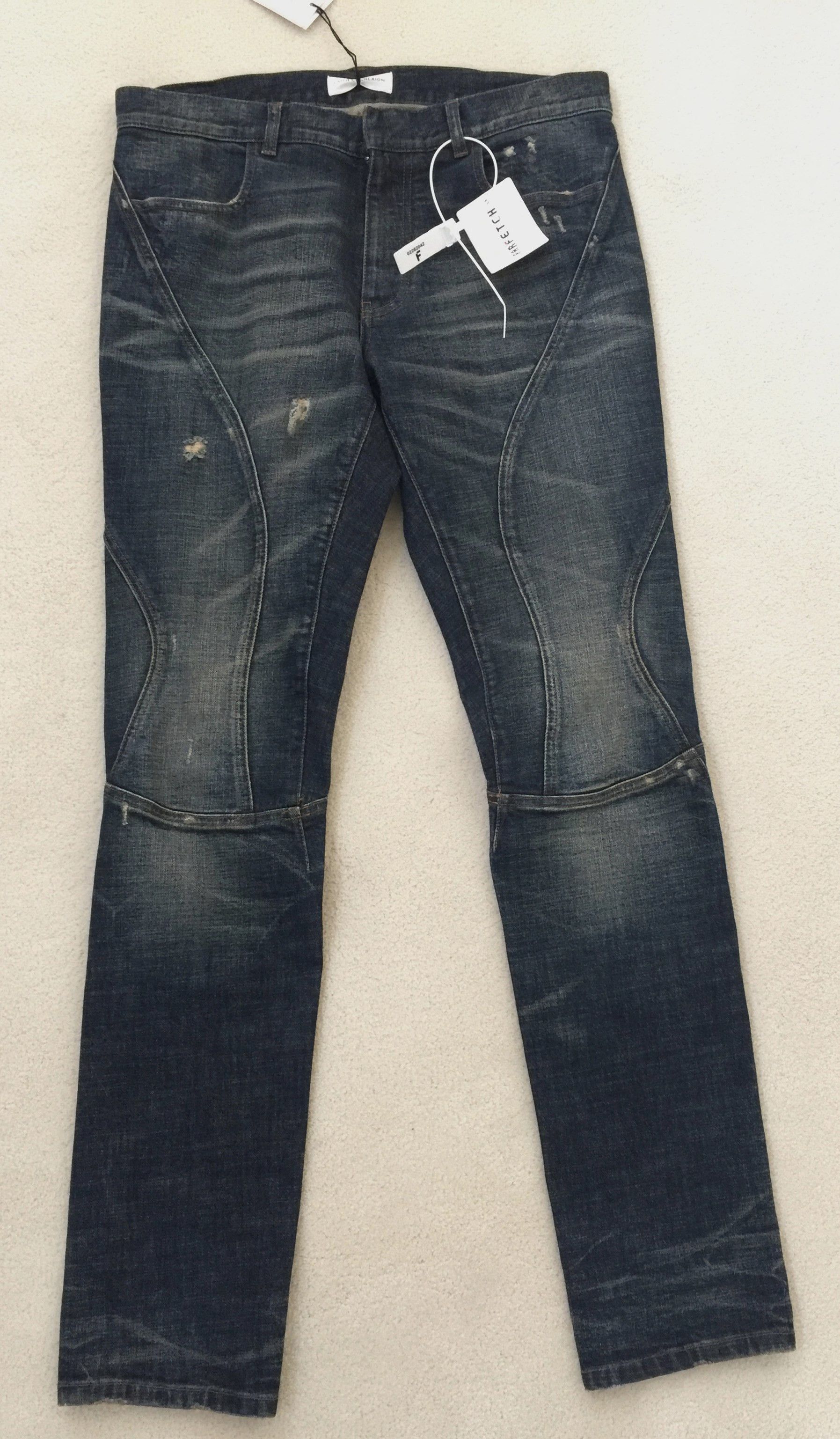 FAITH CONNEXION MENS Vintage Run Distressed Denim Jeans Pants Dark