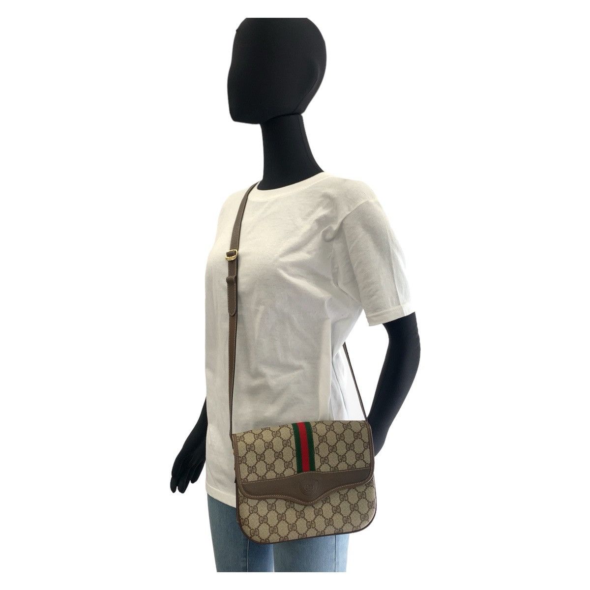 Gucci Gucci Gucci Vintage PVC Shoulder Bag Beige Brown Canvas Crossbody Bag 001.113.6862 in Very Good Condition Size ONE SIZE - 7 Thumbnail