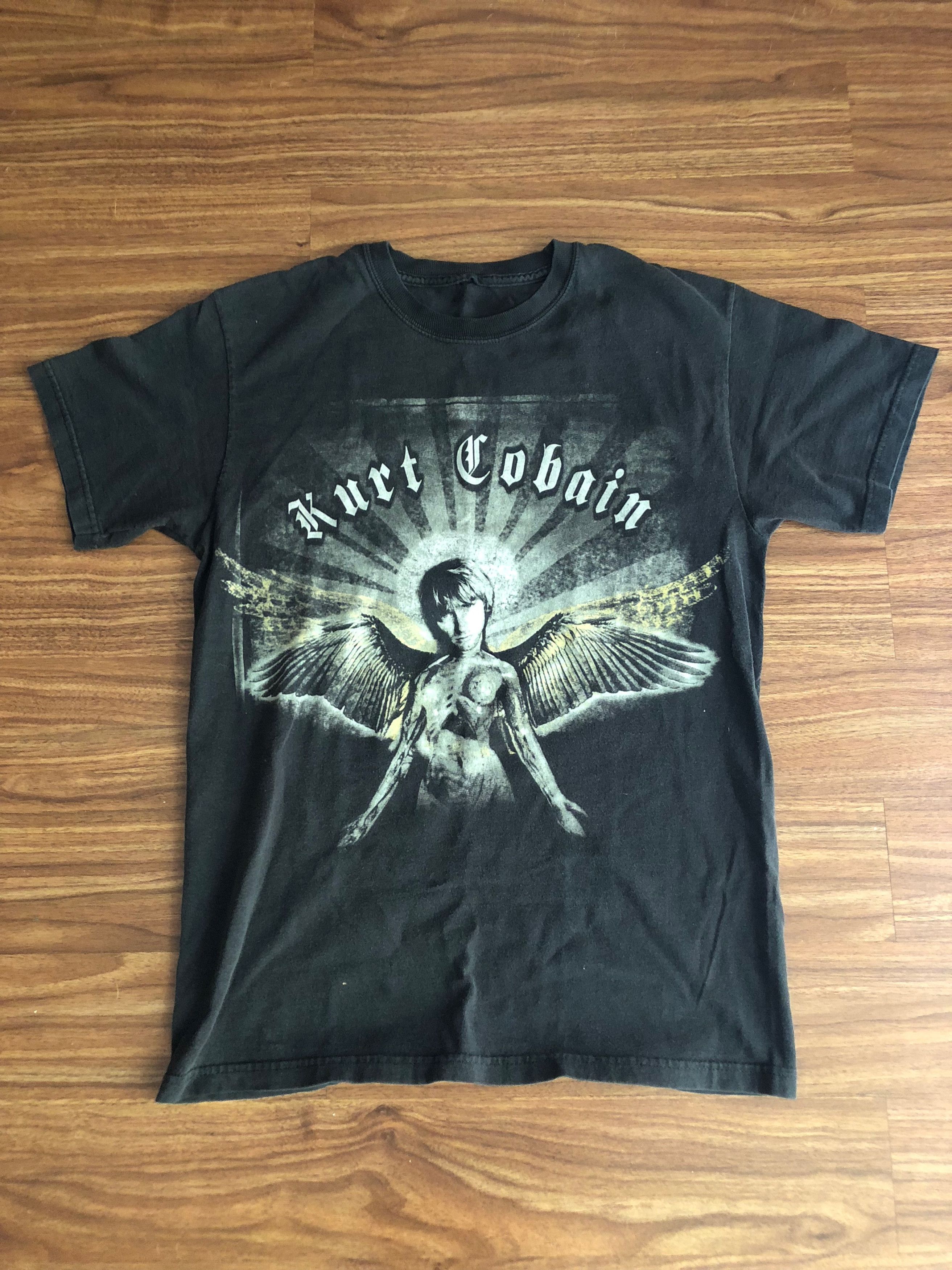 Vintage VINTAGE KURT COBAIN ANGEL WINGS NIRVANA SHIRT SIZE MEDIUM | Grailed