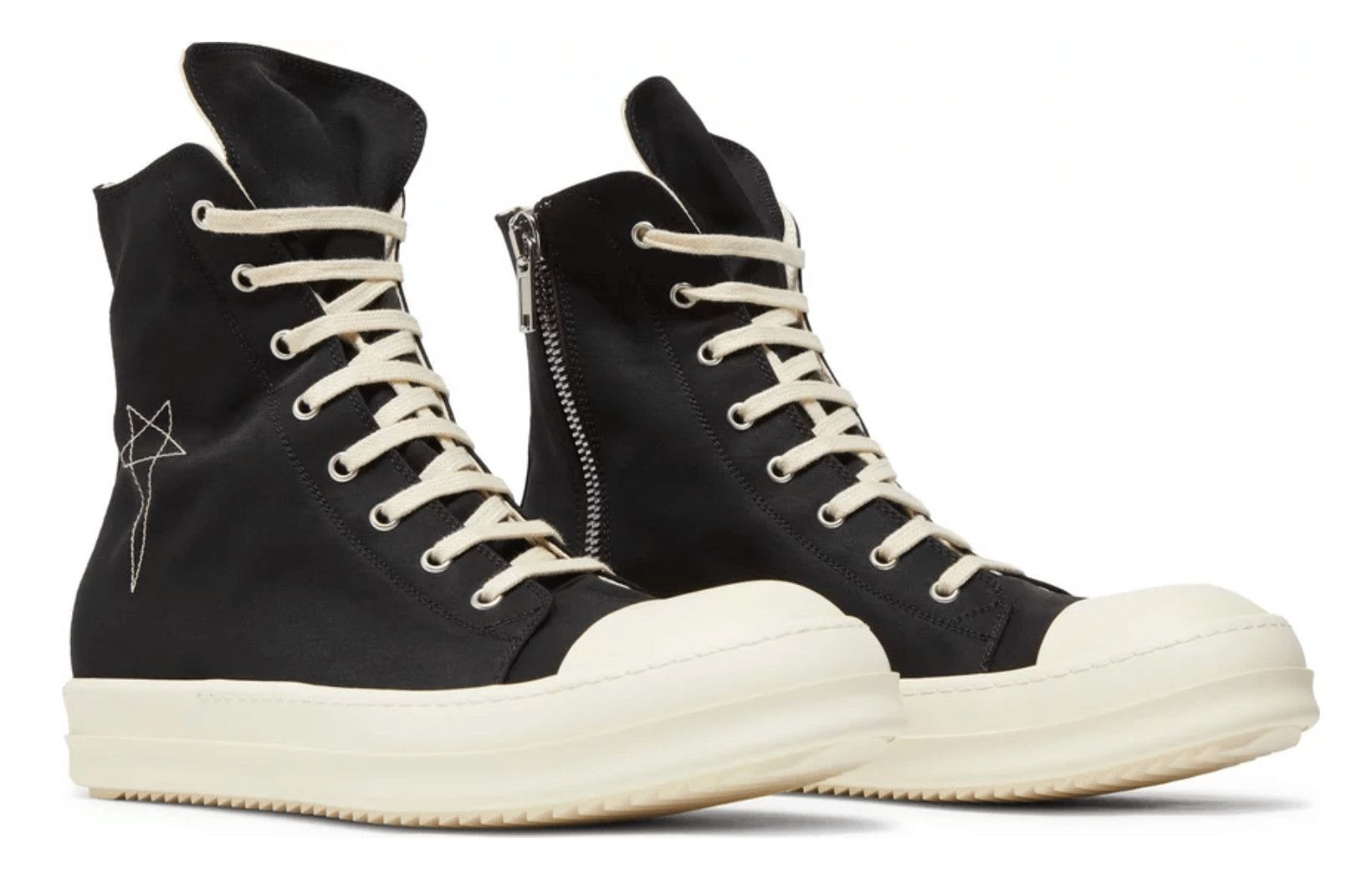 Rick Owens DRKSHDW Sneaker High Pentagram Embroidery Black Milk Size US 9.5 / EU 42-43 - 3 Thumbnail