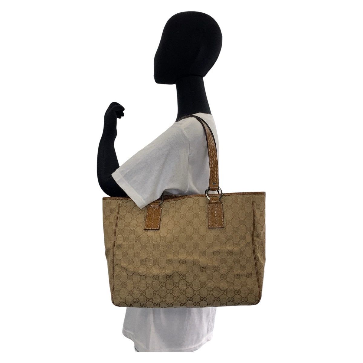 Gucci Gucci Gucci GG Canvas Leather Tote Bag Canvas Tote Bag 113017 Size ONE SIZE - 8 Thumbnail