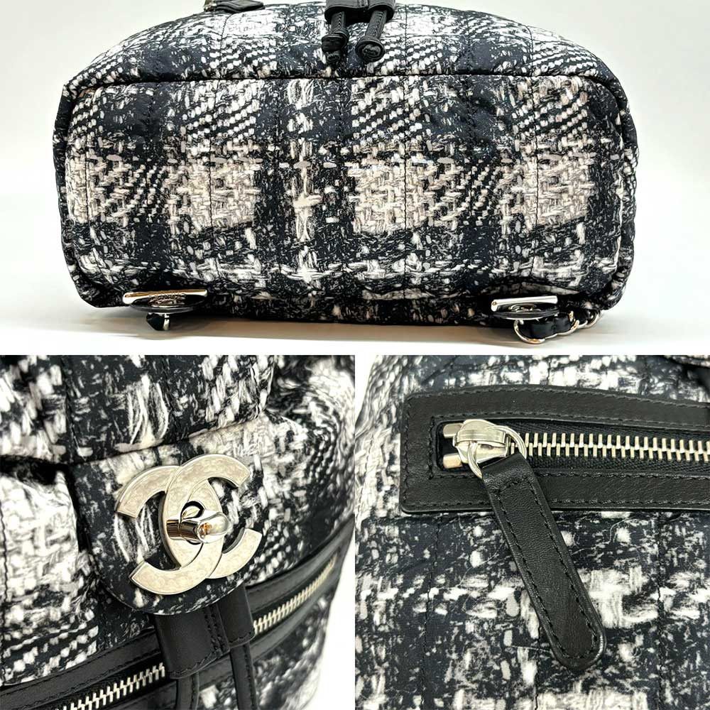 Chanel Chanel Chanel Nylon Backpack Tweed Black White Canvas Backpack 3-cha240704-1 in Very Good Condition Size ONE SIZE - 4 Thumbnail