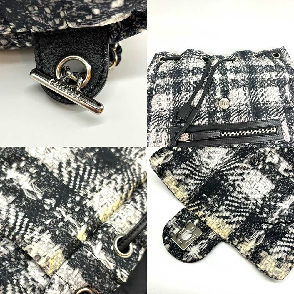 Chanel Chanel Chanel Nylon Backpack Tweed Black White Canvas Backpack 3-cha240704-1 in Very Good Condition Size ONE SIZE - 5 Thumbnail