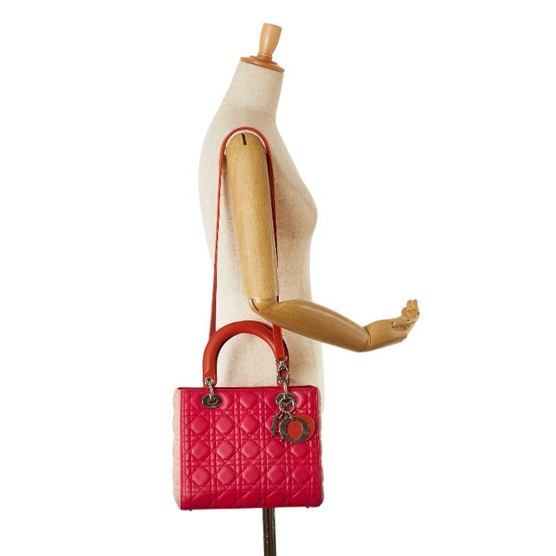 Dior Dior Dior Lady Dior Cannage Leather Handbag Leather Handbag in Very Good Condition Size ONE SIZE - 10 Thumbnail