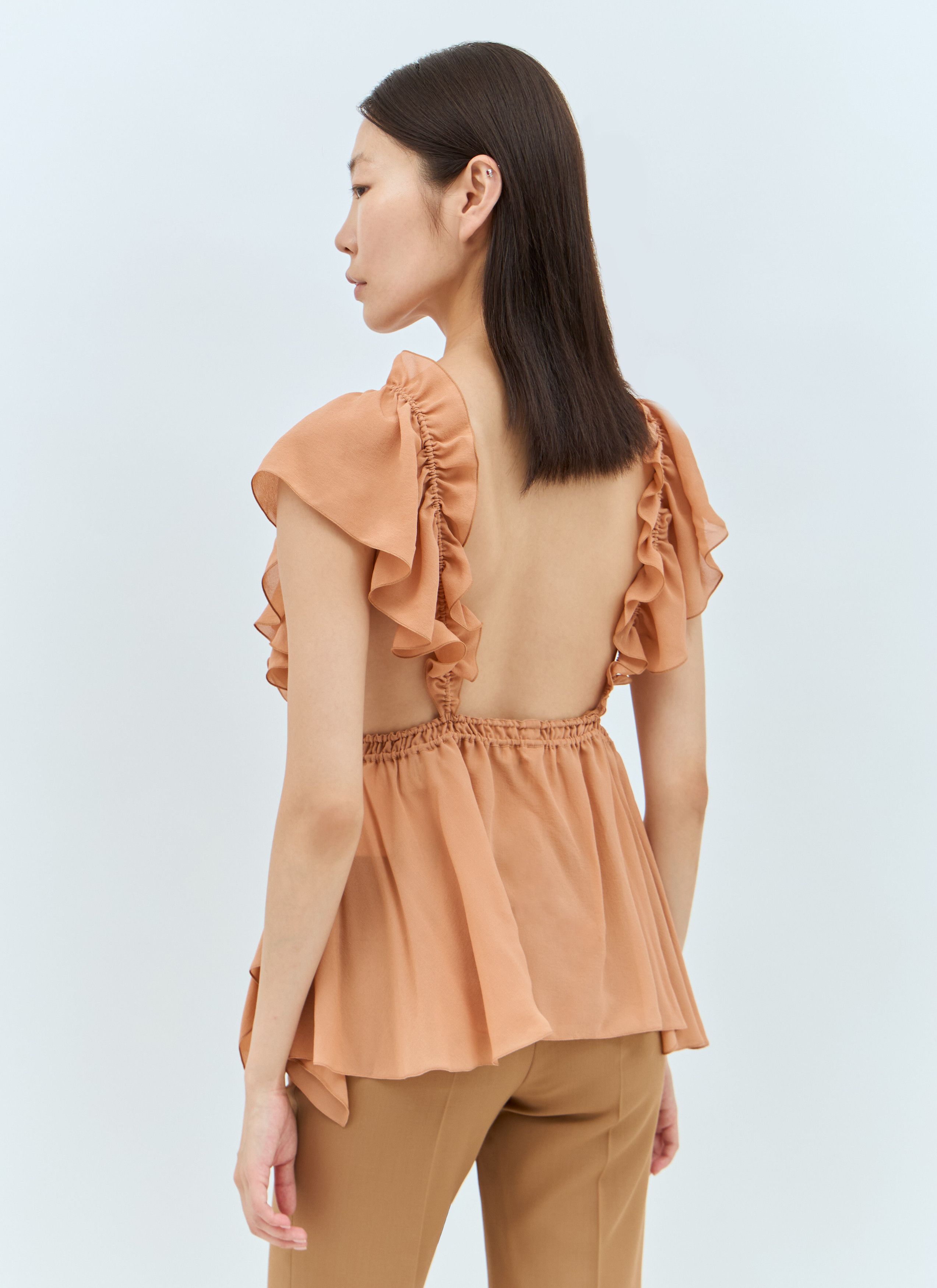 Chloe Silk Gathered Camisole Top Size XS / US 0-2 / IT 36-38 - 4 Thumbnail