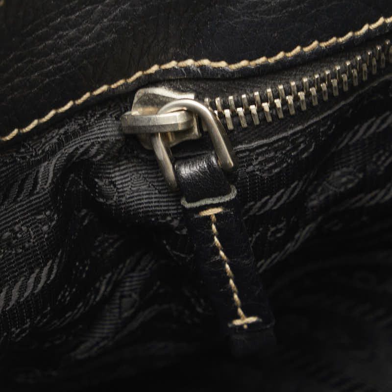 Prada Prada Prada Nylon Leather Handbag Black Canvas Handbag in Good Condition Size ONE SIZE - 7 Thumbnail