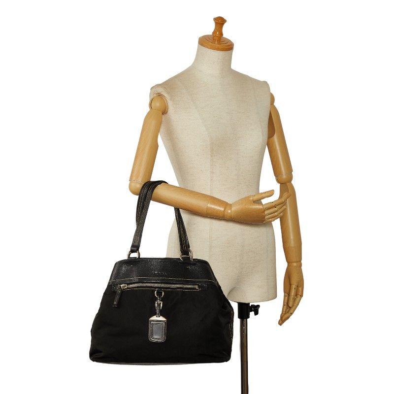 Prada Prada Prada Nylon Leather Handbag Black Canvas Handbag in Good Condition Size ONE SIZE - 9 Thumbnail