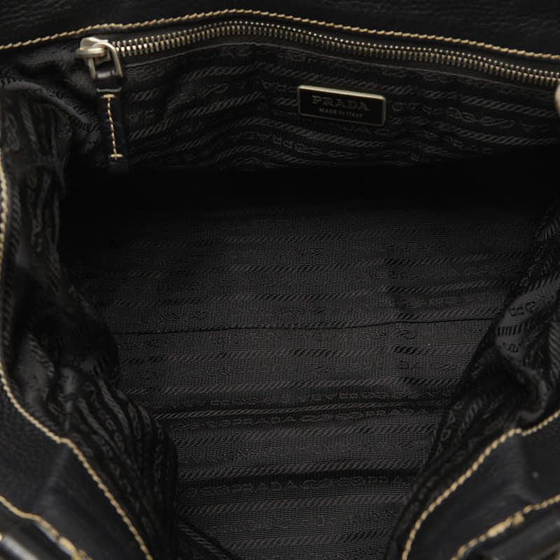 Prada Prada Prada Nylon Leather Handbag Black Canvas Handbag in Good Condition Size ONE SIZE - 6 Thumbnail