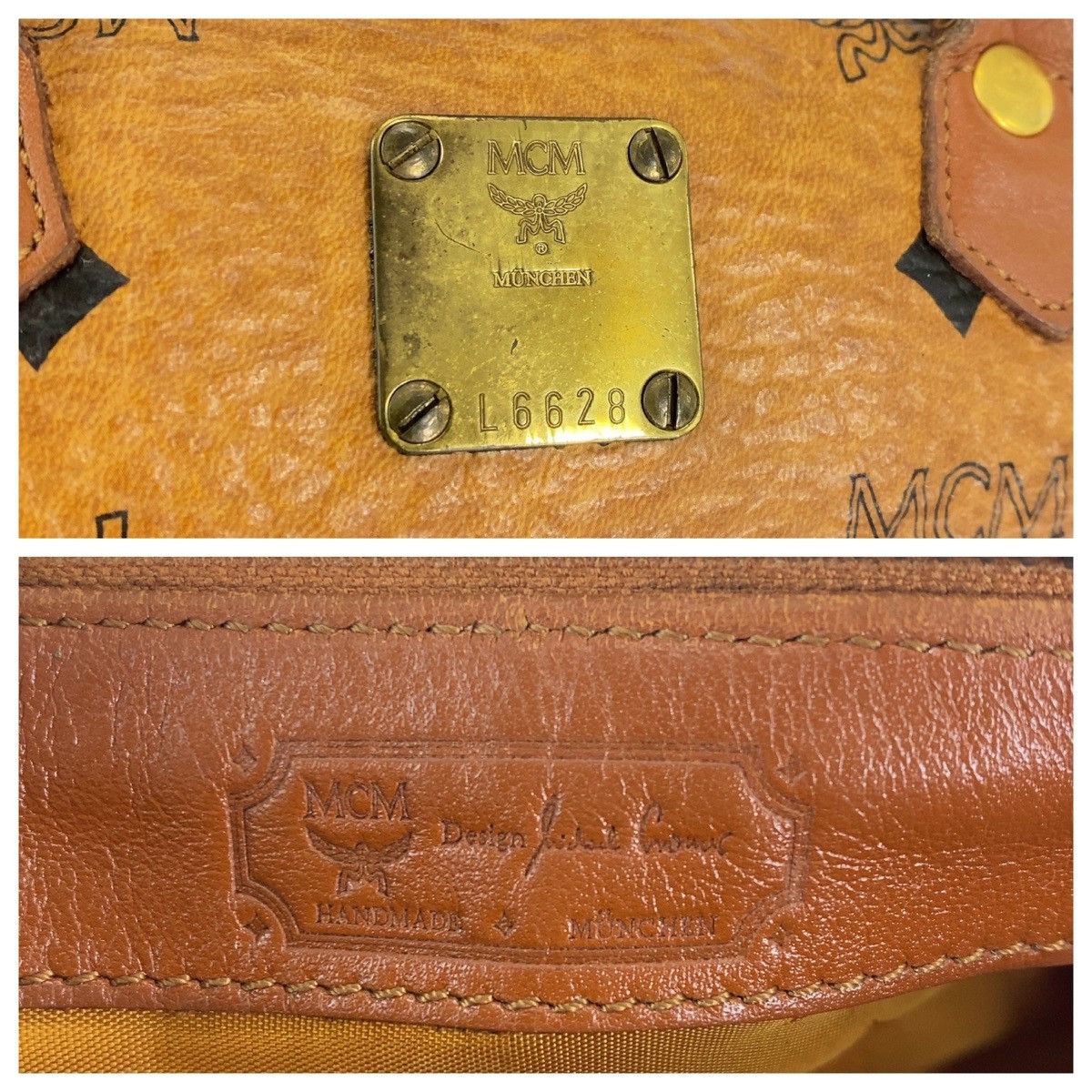 MCM MCM MCM Leather Logo Brown Gold 2way Shoulder Handbag Leather Handbag in Very Good Condition Size ONE SIZE - 4 Thumbnail