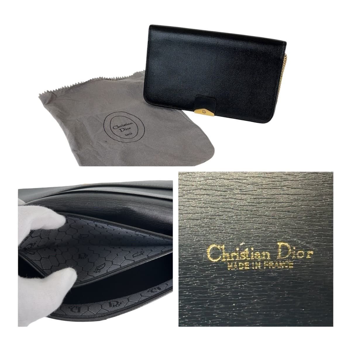 Dior Dior Dior Vintage Leather Honeycomb Shoulder Clutch Leather Clutch Bag 408586 in Very Good Condition Size ONE SIZE - 9 Thumbnail
