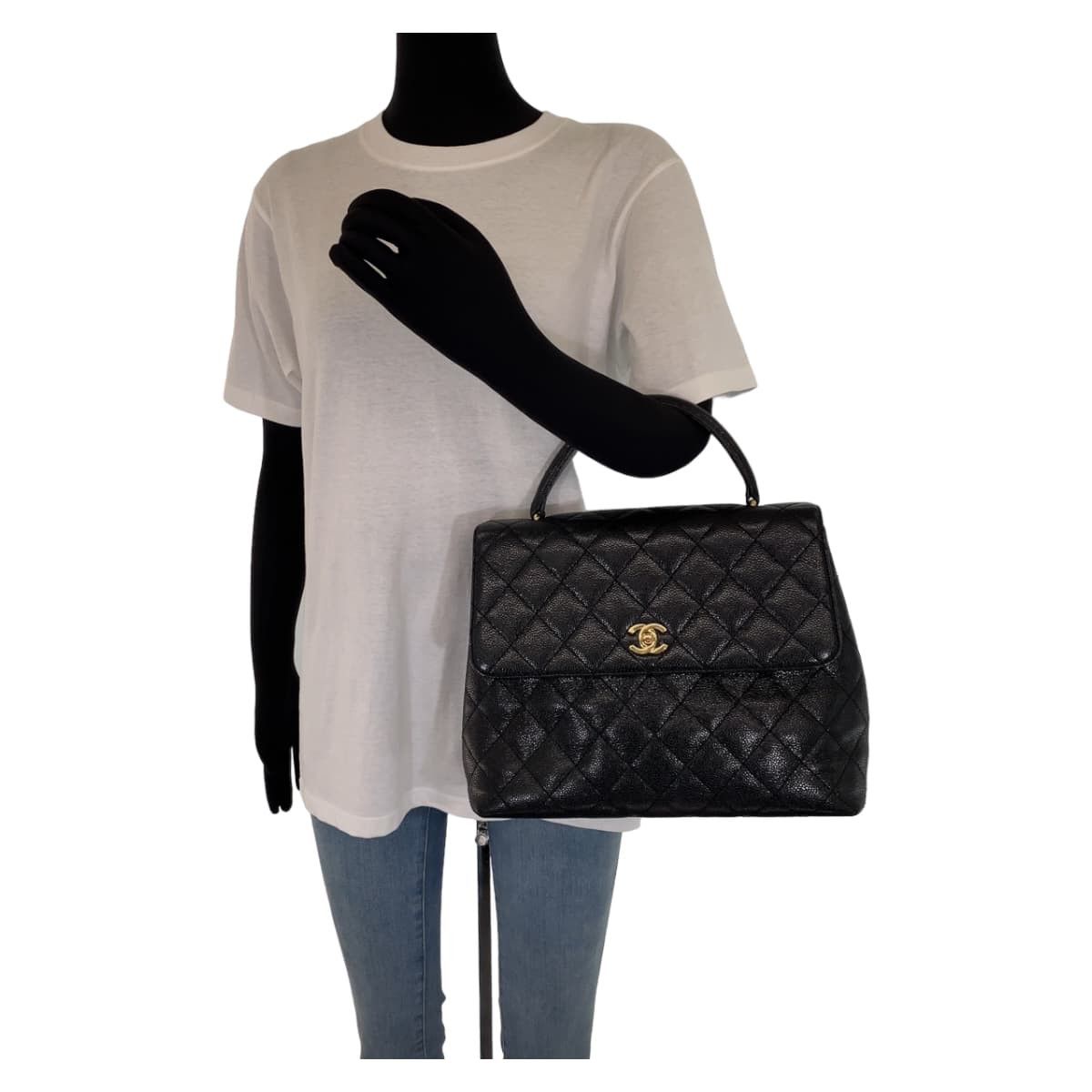 Chanel Chanel Chanel Vintage Caviar Skin Top Handle Bag Leather Handbag 687**** in Very Good Condition Size ONE SIZE - 5 Thumbnail