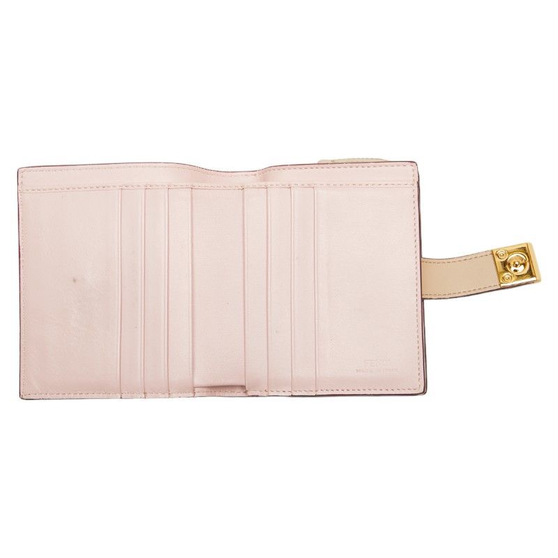 Fendi Fendi Fendi Leather Studded Bifold Wallet Beige Pink Leather Short Wallet in Very Good Condition Size ONE SIZE - 7 Thumbnail