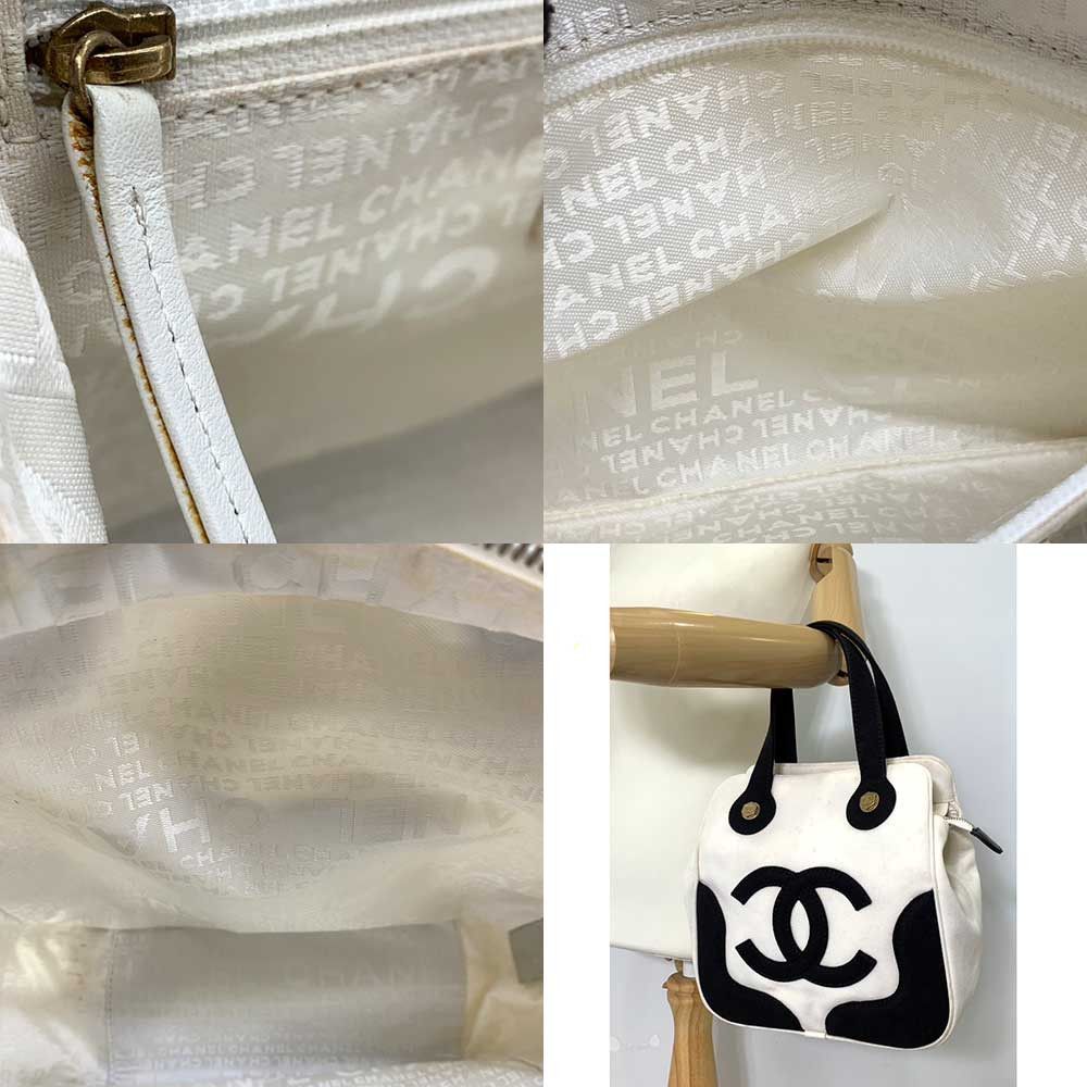 Chanel Chanel Chanel Canvas Marshmallow Handbag Ivory Black Canvas Handbag 8番台 in Very Good Condition Size ONE SIZE - 9 Thumbnail
