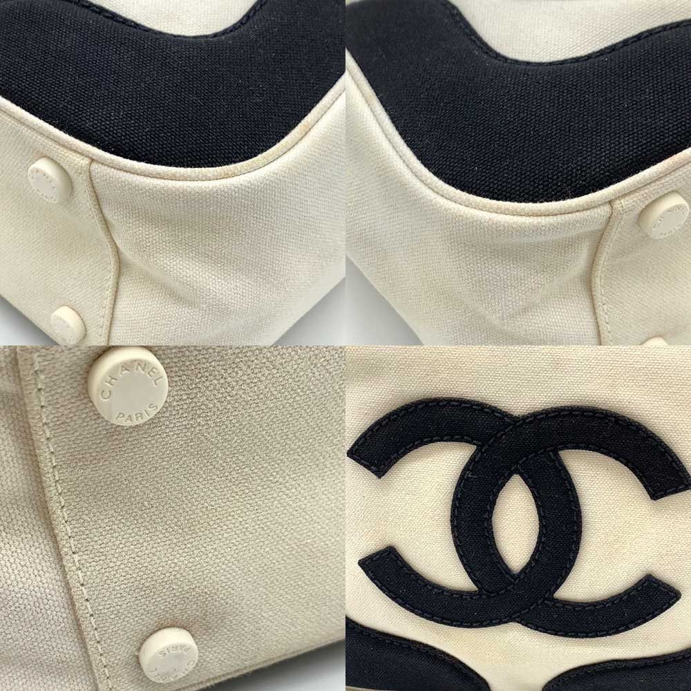 Chanel Chanel Chanel Canvas Marshmallow Handbag Ivory Black Canvas Handbag 8番台 in Very Good Condition Size ONE SIZE - 4 Thumbnail