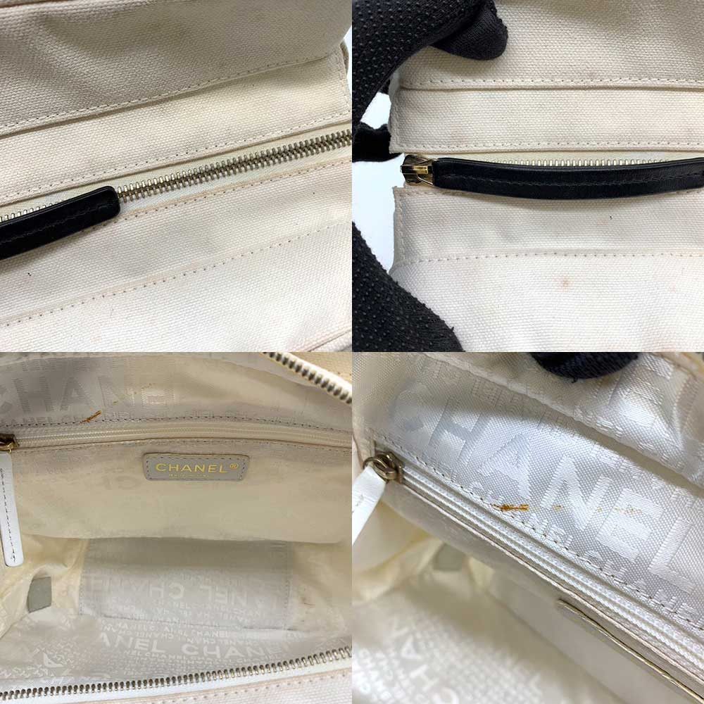 Chanel Chanel Chanel Canvas Marshmallow Handbag Ivory Black Canvas Handbag 8番台 in Very Good Condition Size ONE SIZE - 7 Thumbnail
