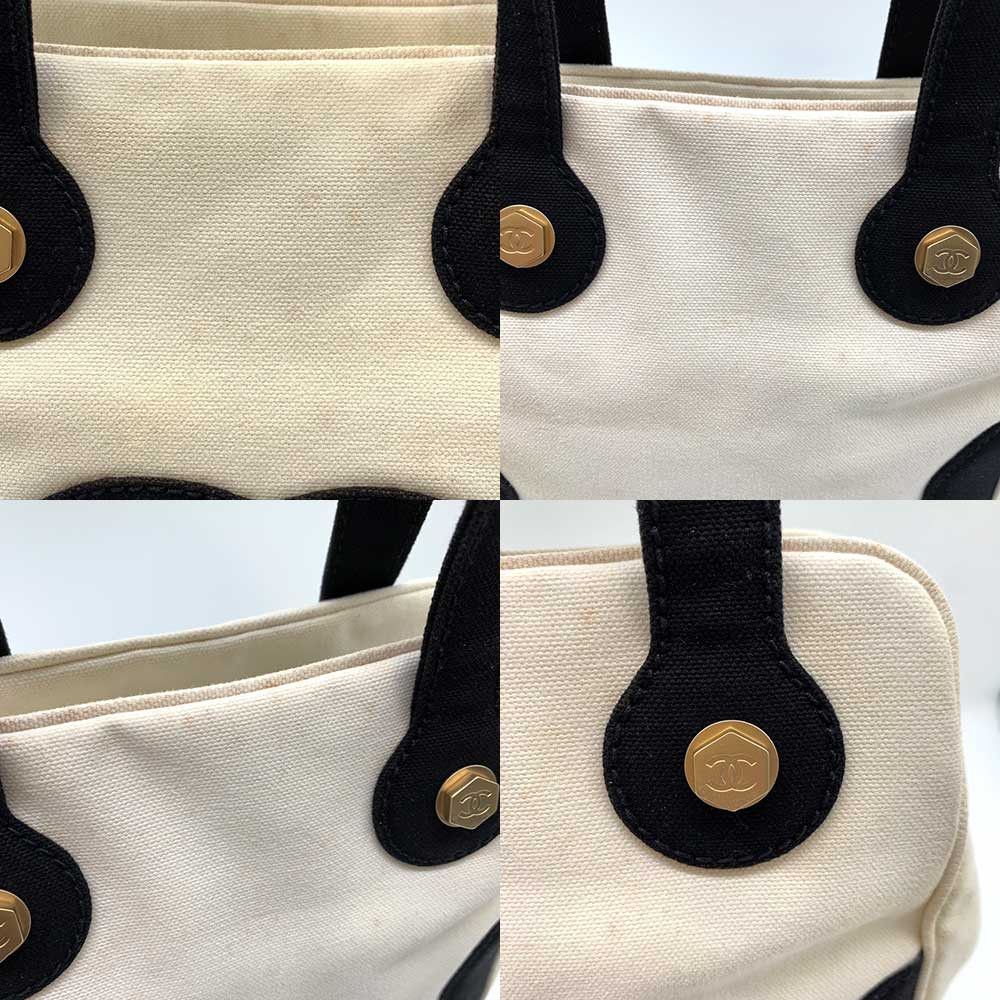 Chanel Chanel Chanel Canvas Marshmallow Handbag Ivory Black Canvas Handbag 8番台 in Very Good Condition Size ONE SIZE - 5 Thumbnail