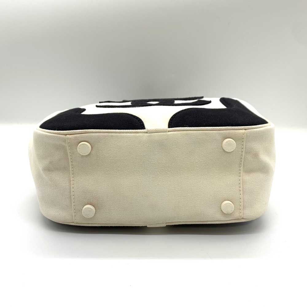 Chanel Chanel Chanel Canvas Marshmallow Handbag Ivory Black Canvas Handbag 8番台 in Very Good Condition Size ONE SIZE - 3 Thumbnail