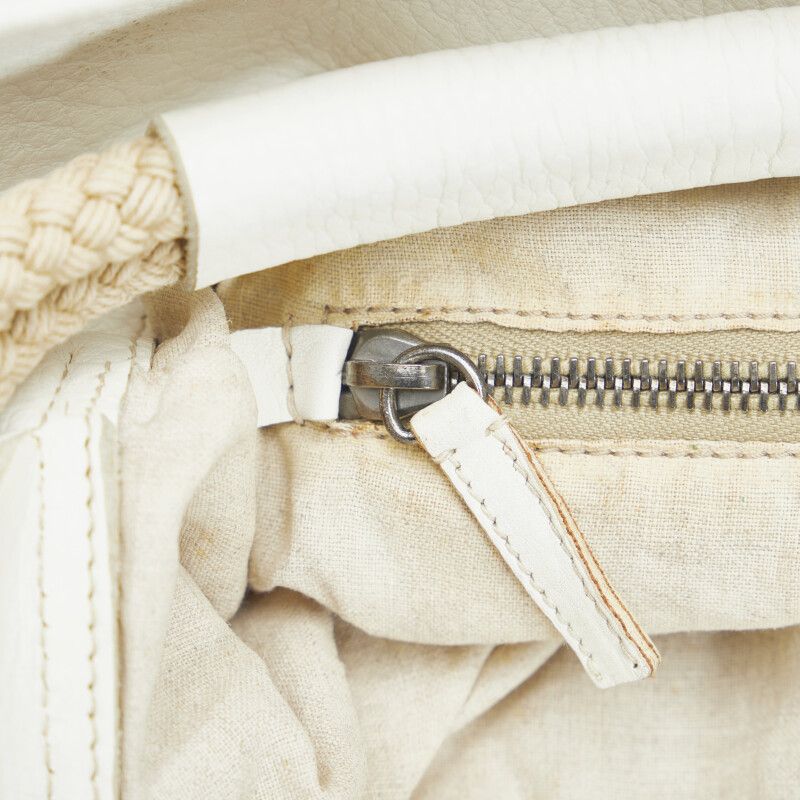 Prada Prada Prada Canvas Leather Handbag Beige White Canvas Handbag in Very Good Condition Size ONE SIZE - 7 Thumbnail