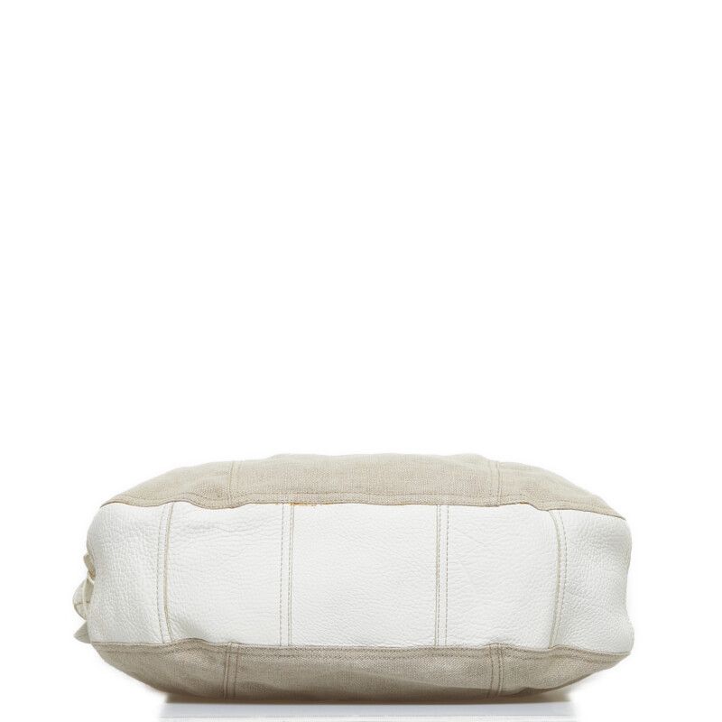Prada Prada Prada Canvas Leather Handbag Beige White Canvas Handbag in Very Good Condition Size ONE SIZE - 4 Thumbnail
