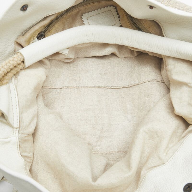 Prada Prada Prada Canvas Leather Handbag Beige White Canvas Handbag in Very Good Condition Size ONE SIZE - 6 Thumbnail